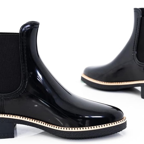 Lemon Jelly Women’s Black Gloss Chelsea Rain Boots Size 37 (US 6.5–7) - Picture 2 of 13